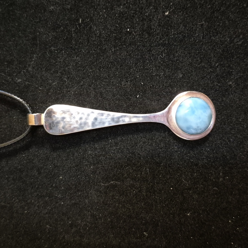 Sapphireskies Designs Sterling & Larimar Repurposed Salt Spoon Necklace